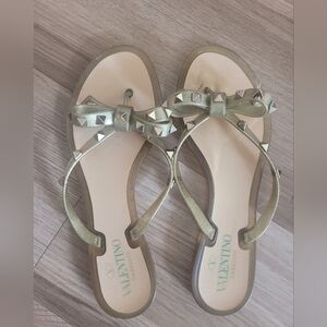 Valentino rock- stud gold glitter sandals